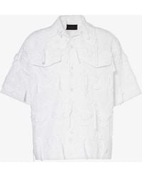 Simone Rocha - Bow-embellished Floral-embroidered Cotton-poplin Shirt - Lyst