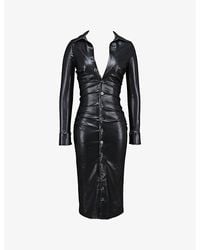 slim fit dress slacks Dark Marsala Faux Leather Front Zipper Mini Dress main image 0