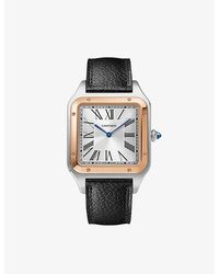 Cartier - Crw2sa0021 Santos-dumont Extra-large Stainless-steel And Leather Mechanical Watch - Lyst