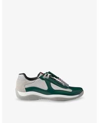 Prada - America's Cup Ring-Embellished Leather And Mesh Low-Top Trainers - Lyst