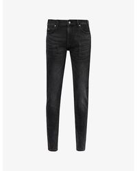 Emporio Armani - Faded-wash Tapered-leg Stretch Denim-blend Jeans - Lyst