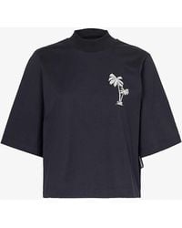Palm Angels - Palms Brand-embroidered Cotton-jersey T-shirt - Lyst