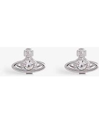 Vivienne Westwood - Nano Solitaire Platinum-plated Brass And Crystal Stud Earrings - Lyst
