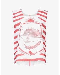 Ara - Striped Brand-Print Woven Top - Lyst