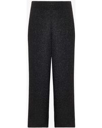 Whistles - Eva Sparkle Wide-leg Cropped High-rise Stretch-woven Trousers - Lyst