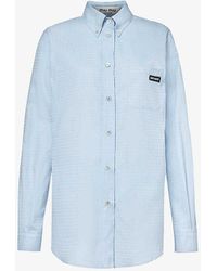 Miu Miu - Jacquard-pattern Pearlescent-button Regular-fit Cotton Shirt - Lyst