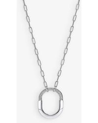 Tiffany & Co. - Lock 18ct White-gold And 0.33ct Round-brilliant Diamond Pendant Necklace - Lyst