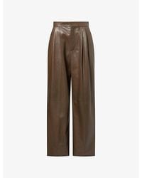 Bottega Veneta - Shiny Wide-Leg Leather Trousers - Lyst