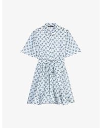 Maje - Floral-Print Short-Sleeved Linen-Blend Mini Dress - Lyst
