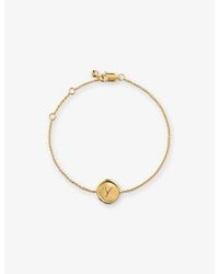 Monica Vinader - Initial Y Stamp 18Ct Vermeil Chain Bracelet - Lyst