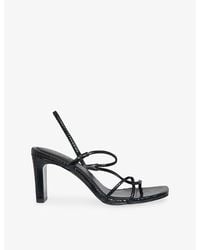Sandro - Faye Snakeskin-Embossed Leather Strappy Sandals - Lyst