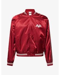 Austin Post - Teddy Brand-Print Satin Jacket - Lyst