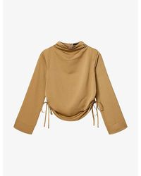AllSaints - Leslie Draped Long-Sleeve Woven Top - Lyst