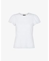 Whistles - Round-Neck Frilled-Sleeve Cotton T-Shirt - Lyst
