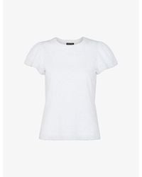 Whistles - Round-neck Frilled-sleeve Cotton T-shirt - Lyst