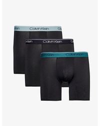 Calvin Klein - Branded-waistband Mid-rise Pack Of Three Stretch-woven Boxer Briefs - Lyst
