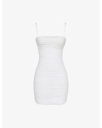 House Of Cb - Ella Gathered Stretch-Mesh Mini Dress Xs (A-C Cup) - Lyst