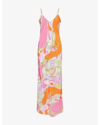 PUCCI - Graphic-Print Silk Maxi Dress - Lyst