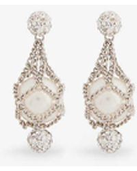 Givenchy - Pearling Silver-tone Brass Crystal And Faux-pearl Earrings - Lyst