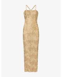 GRACE FAENA - Beaded Swirl Cotton-Silk Midi Dress - Lyst
