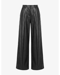 Because Of Alice - Box-Pleat Wide-Leg High-Rise Faux-Leather Trousers - Lyst