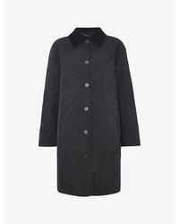 Whistles - Corduroy-Collar Quilted Stretch-Woven Coat - Lyst
