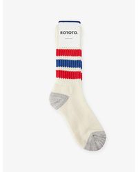 RoToTo - Old School Coarse Stripe-Pattern Ribbed Cotton-Blend Crew Socks - Lyst