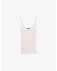 Prada - Logo-Plaque Ribbed Cotton Tank Top - Lyst