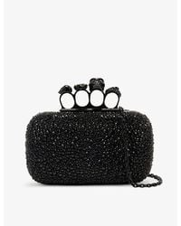 Alexander McQueen - Four-ring Crystal-embellished Leather Clutch Bag - Lyst