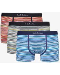 Paul Smith - Stripe-print Pack Of Three Stretch Organic-cotton Trunks - Lyst