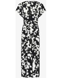 Ro&zo - Floral-print Flutter-sleeve Crepe Midi Dress - Lyst