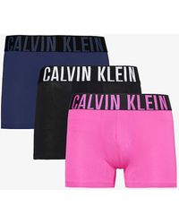 Calvin Klein - Logo-waistband Pack Of Three Stretch-recycled Polyester Trunks - Lyst