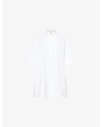 Givenchy - Logo-Embroidered Short-Sleeve Cotton-Poplin Mini Shirt Dress - Lyst