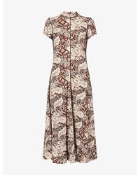 ME+EM - Botanical-Print Stretch-Jersey Midi Dress - Lyst