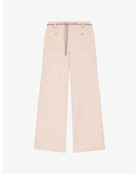 Maje - Wide-Leg Cord-Belt Tweed Trousers - Lyst