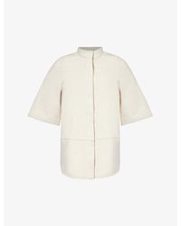 Jil Sander - Band-collar Cropped-sleeve Cotton-blend Shirt - Lyst