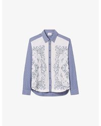 Claudie Pierlot - Striped Graphic-Print Cotton Shirt - Lyst