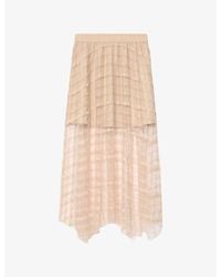 AllSaints - Celia Lace-Trim Mesh Midi Skirt - Lyst