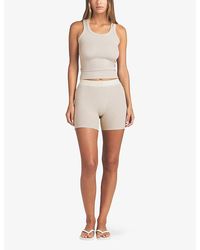 Skims Dolce & Gabbana X Logo-Patch Cropped Stretch-Cotton Top in