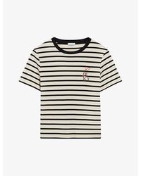 Claudie Pierlot - Jean Toto-patch Stripe Cotton T-shirt - Lyst