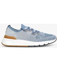 Brunello Cucinelli - Brand-embossed Knitted Fabric Trainers - Lyst