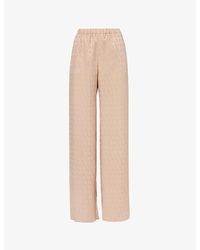 Valentino Garavani - Monogram-pattern Relaxed-fit Straight-leg Mid-rise Silk Trousers - Lyst