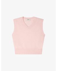 Sandro - Logo-Embroidered Wool And Cashmere-Blend Vest Top - Lyst