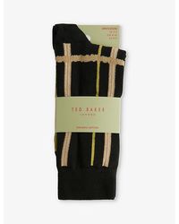 Ted Baker - Sokkate Check-pattern Stretch Cotton-blend Socks - Lyst