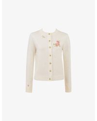 House Of Cb - Daisie Floral-Motif Wool And Cashmere Cardigan - Lyst