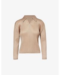 Pleats Please Issey Miyake - October V-neck Pleated Knitted Shirt - Lyst