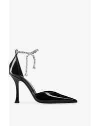 Jimmy Choo - Stevie 100 Crystal-Embellished Patent-Leather Heeled Courts - Lyst