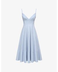 House Of Cb - Millie Plunge-Neck Stretch-Cotton Midi Dress - Lyst