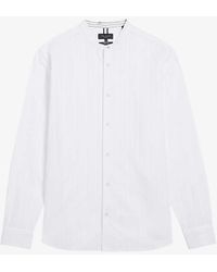 Ted Baker - Fier Textured-stripe Regular-fit Cotton Shirt - Lyst