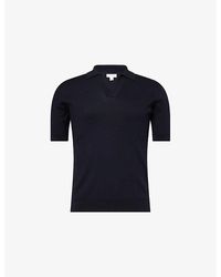 Sunspel - V-Neck Fine Ribbed Knitted Polo Top - Lyst